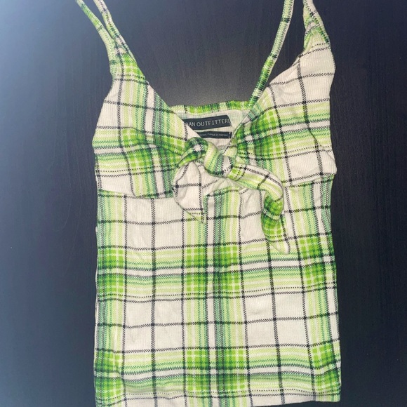 Green & white Plaid cropped blouse - Picture 1 of 2
